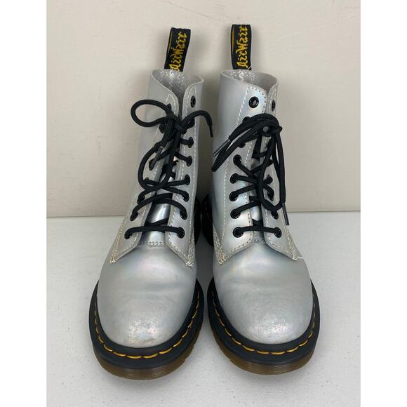 Women Dr. Martens Pascal RS 7.5" metallic iridescent combat boots shoes, 6 - Picture 4 of 7